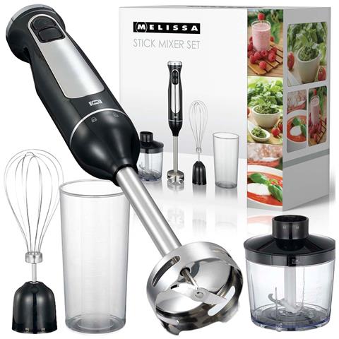 Melissa Set Frullatore Immersione 600w 3in1 Tritatutto Frusta Misurino Inox Nero - Foto 1