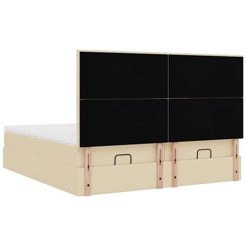 Struttura Letto Pouf con Materassi Crema 180x200 cm in Tessuto - Foto 9