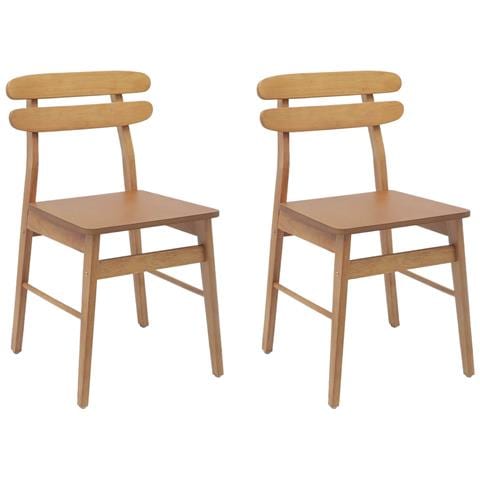 Sedia da pranzo 2 pcs Naturale Legno di gomma solido - Foto 1