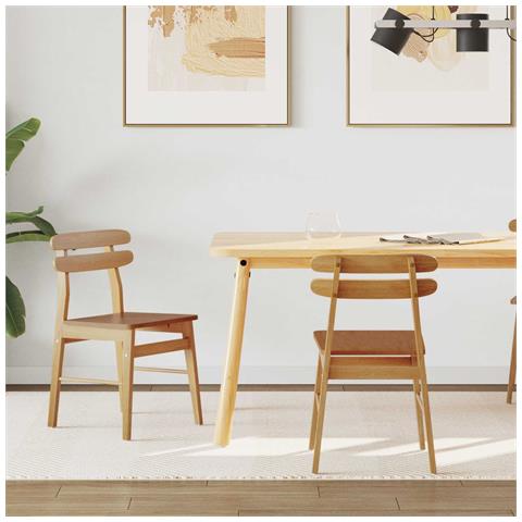Sedia da pranzo 2 pcs Naturale Legno di gomma solido - Foto 2