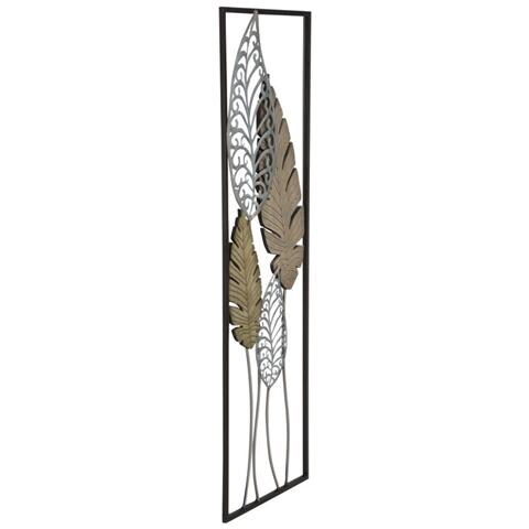 Decorazione In Metallo 3d Foglia 52-oro-metallo-30,5x2,5x99,5 Cm - Foto 2