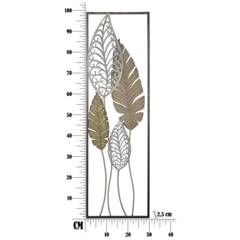 Decorazione In Metallo 3d Foglia 52-oro-metallo-30,5x2,5x99,5 Cm - Foto 8