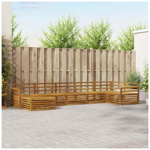 Set divani 7 pcs Naturale Legno di Acacia Massello - Foto 2