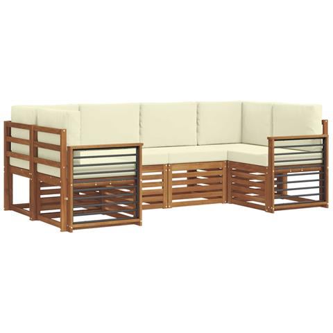 Set divani 6 pcs Naturale e Crema Legno di Acacia Massello - Foto 1