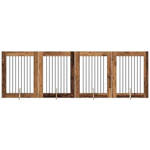 Cancello per cani con supporti 4 pcs Legno antico 80 x 100 cm - Foto 1