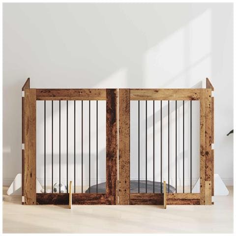 Cancello per cani con supporti 4 pcs Legno antico 80 x 100 cm - Foto 2