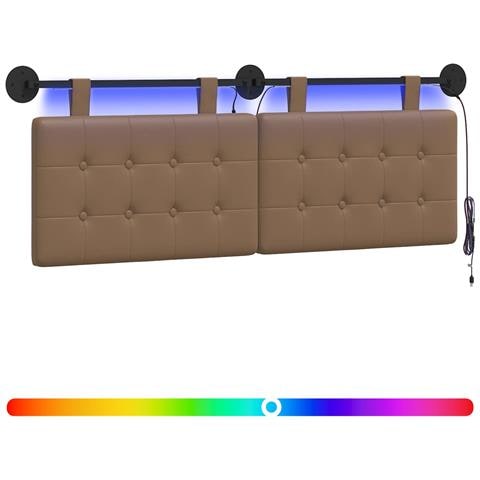 Testiera sospesa Con luce LED Cappuccino Similpelle - Foto 1