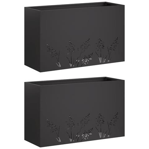 Vaso da giardino 2 pz Nero 80 x 20 x 49 cm - Foto 1