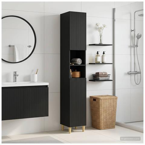 Armadio da Bagno con Ripiano Aperto ARNHEM Nero - Foto 2