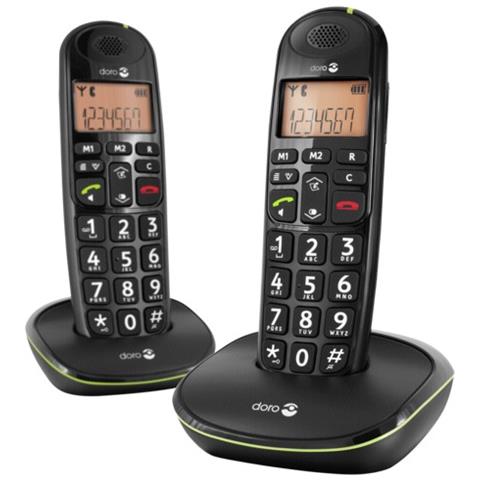 Cordless PhoneEasy 100w Duo, DECT, 50m, 300m, Nero, 20 Entrate, AAA - Foto 2