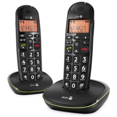 Cordless PhoneEasy 100w Duo, DECT, 50m, 300m, Nero, 20 Entrate, AAA - Foto 1