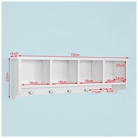 Frg48-l-w, Portachiavi Da Parete, Appendichiavi, Appendiabiti, Mensola Da Bagno, Bianco, l72cm, it - Foto 2