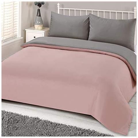 Plain Dye Copripiumino Trapunta Bedding Set Con Federa Blush Pink Gray - Doppia Brentblsgy62 - Foto 1