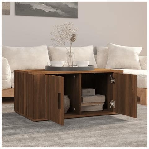 Tavolino Da Salotto Rovere Marrone 80x50x36cm Legno Multistrato - Foto 2