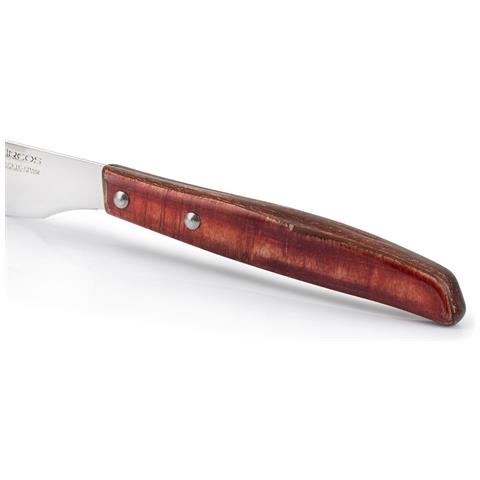 Coltello Da Taglio In Legno Di Pioppo Compresso Tinto Di Rosso E Lama In Acciaio Inox Nitrum® Lunga 11 Cm - Foto 1