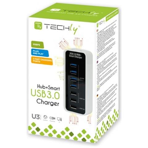 IUSB3-TLYBV7 Hub a 4 Porte USB 3.0 Super Speed ??USB + Caricatore 1A / 2A - Foto 6