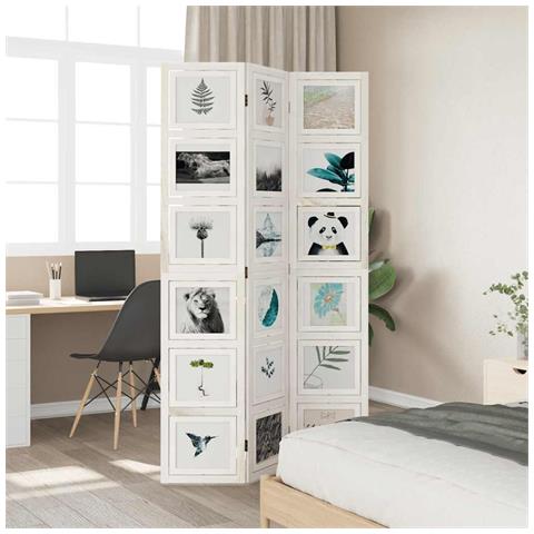 Divisorio Ambienti 3pannelli Bianco Legno Massello Di Paulownia - Foto 2