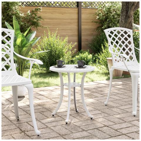 Tavolo Da Giardino Bianco 48x53 Cm In Alluminio Pressofuso - Foto 3