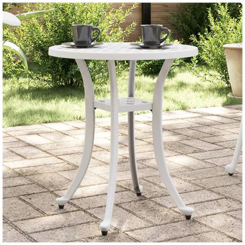 Tavolo Da Giardino Bianco 48x53 Cm In Alluminio Pressofuso - Foto 1