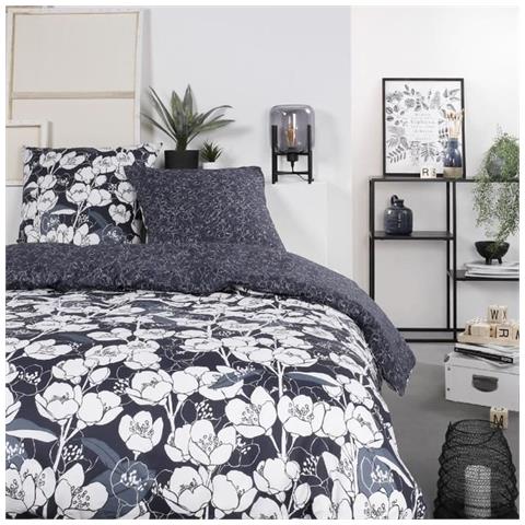 Set Biancheria Da Letto - 260 X 240 Cm - Blu Navy Motivo Floreale - Foto 1