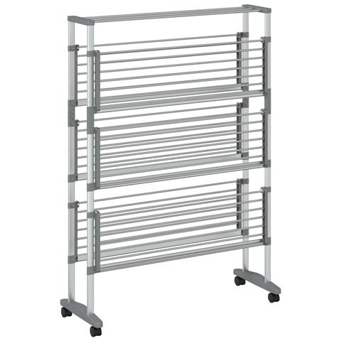 Stendibiancheria Con Ruote 89x64x129 Cm In Alluminio - Foto 3