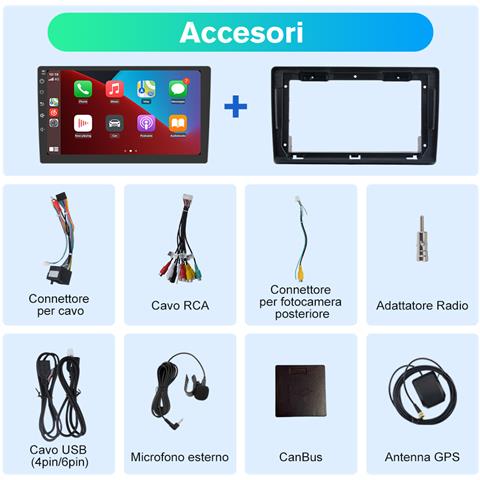 9 Pollici Autoradio Carplay E Android Auto Per Fiat Ducato (2006-2013) Android 13 Car Radio Con Touchscreen Bluetooth Fm Rds Gps Comandi Al Volante - Foto 7