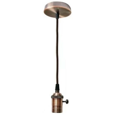 Portalampada Lampadario Sospensione Soffitto Pendente Vintage 2mt Bronzo Rosso - Foto 1