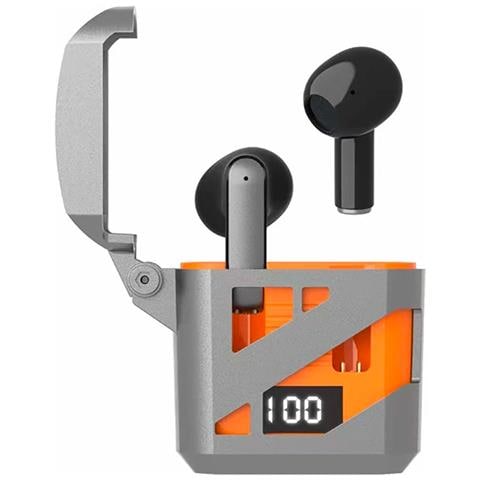 Auricolari Senza Fili Bluetooth 5.3 Tws Enc Optimus Con Display A Led, Arancione - Foto 1