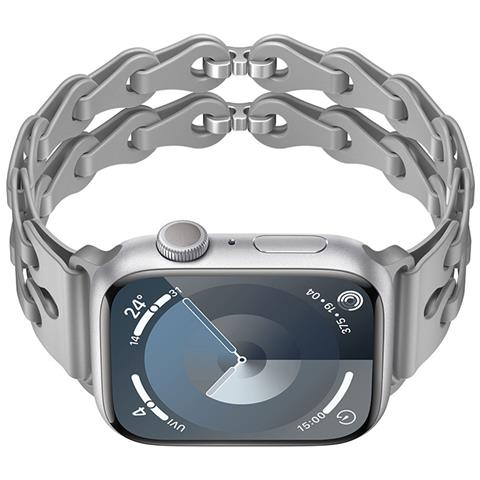 Cinturino Per Apple Watch Series 1-9 E Ultra In Silicone Grey 22 Mm - Foto 4