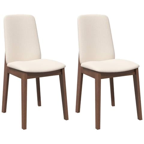 Sedie da Pranzo con Cuscini 2pz Marrone Legno Massello di Hevea - Foto 1