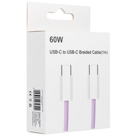 Cavo Dati E Ricarica Pd60w 3a C263 Usb-c To Usb-c Fast Charge 60w 1m Viola Per Smartphone Tablet - Foto 1