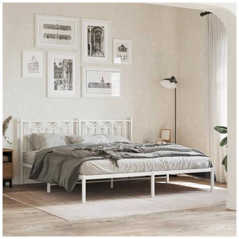 Giroletto Con Testiera Metallo Bianco 183x213 Cm - Foto 1