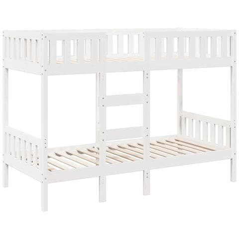 Letto A Castello Bianco 90x190 Cm In Legno Massello Di Pino - Foto 2