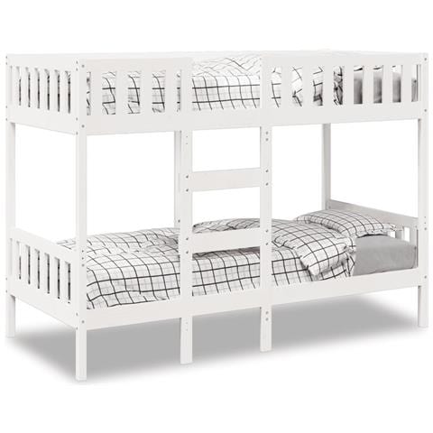 Letto A Castello Bianco 90x190 Cm In Legno Massello Di Pino - Foto 1