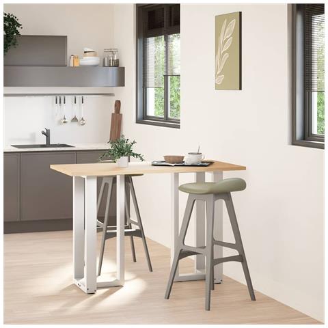 Gambe Tavolo Bar A Forma T 2 Pz Bianco 40x35x(90-91) Cm Acciaio - Foto 3