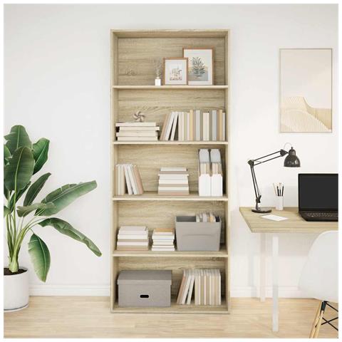 Libreria Rovere Sonoma 80x30x189 Cm In Legno Multistrato - Foto 2