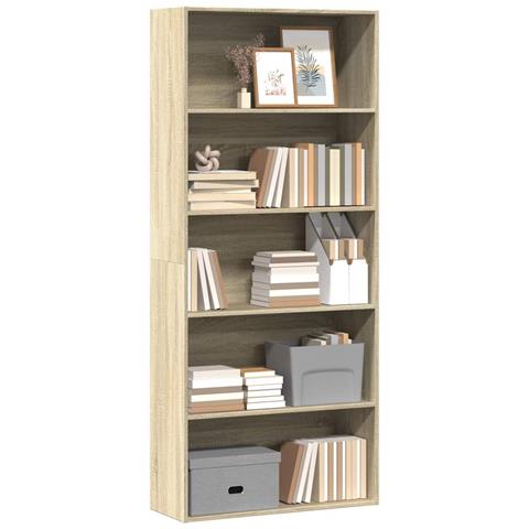 Libreria Rovere Sonoma 80x30x189 Cm In Legno Multistrato - Foto 3