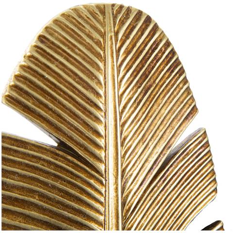 Portacandela Foglia 2 - Oro - Poliresina - 12,8x8,9x31,2 Cm - Foto 2