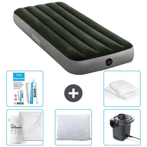 Set Materassino Gonfiabile - 191x76x25 Cm - Verde - Include Accessori Coordinati Cb2 - Foto 1