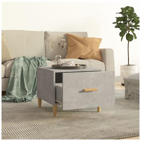 Tavolino Salotto Grigio Cemento 50x50x40 Cm Legno Multistrato - Foto 2