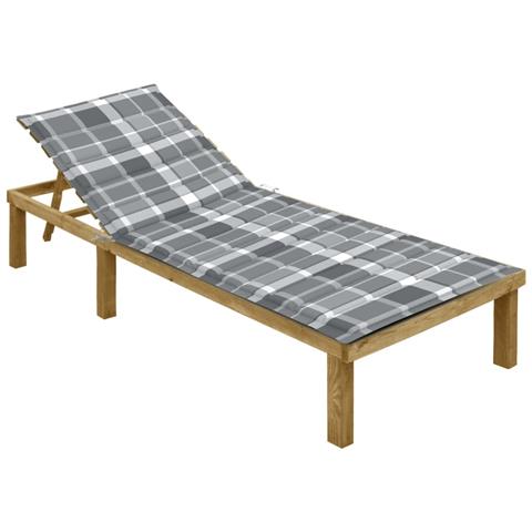 Lusso Casadino - Lettino Da Giardino Con Cuscino Tartan Grigio Pino Impregnato - Foto 2