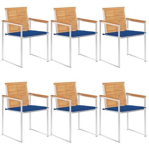 Sedie Da Giardino Con Cuscini 6 Pz In Legno Massello Di Teak - Foto 2