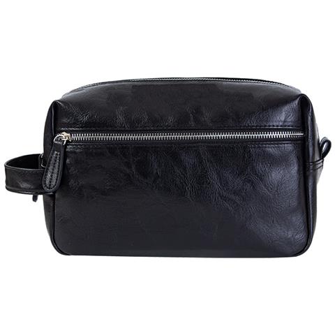 Borsa Da Toilette Da Uomo, Borsa Da Viaggio In Pelle Pu Con Manico Black - Foto 1