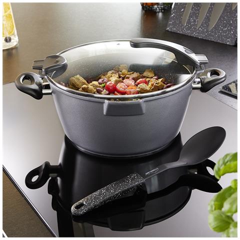 Pentola Colino 28 cm, Con Coperchio In Vetro, Adatta A Induzione Pentole, Alluminio, Antracite - Foto 2