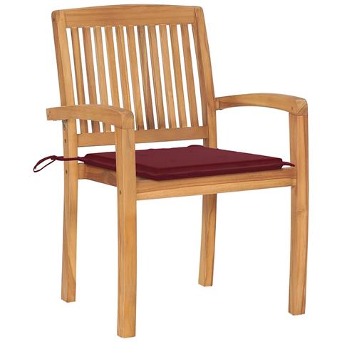 Lusso Casadino -  Sedie Da Giardino 2 Pz Con Cuscini Rosso Vino Massello Di Teak - Foto 1