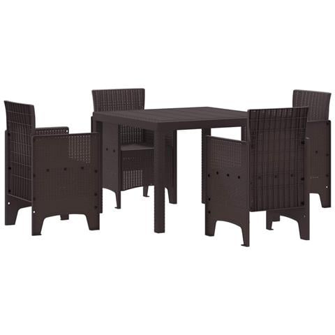Set da Pranzo da Giardino 5 Pezzi Marrone Poly Rattan - Foto 1