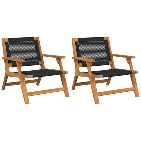 Set di sedie da giardino 2 pcs nere 67x77x73 cm legno massello di acacia - Foto 1