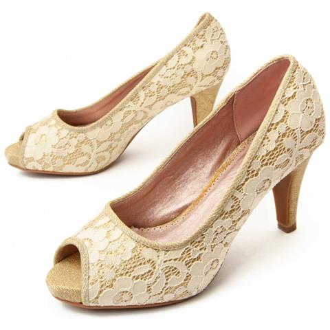 Scarpa Con Tacco Unne9 D'oro Oro Materiale Sintetico - Foto 1