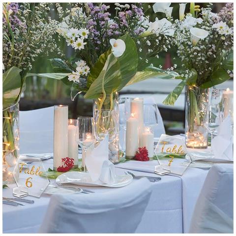 Segnaposto Acrilici Decorazione Tavolo Matrimonio 25pz + Pennarello Oro - Foto 2