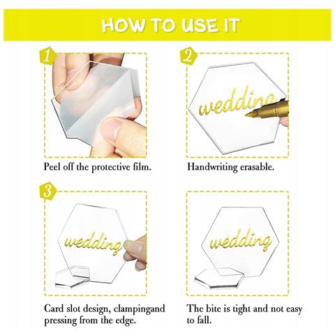 Segnaposto Acrilici Decorazione Tavolo Matrimonio 25pz + Pennarello Oro - Foto 4